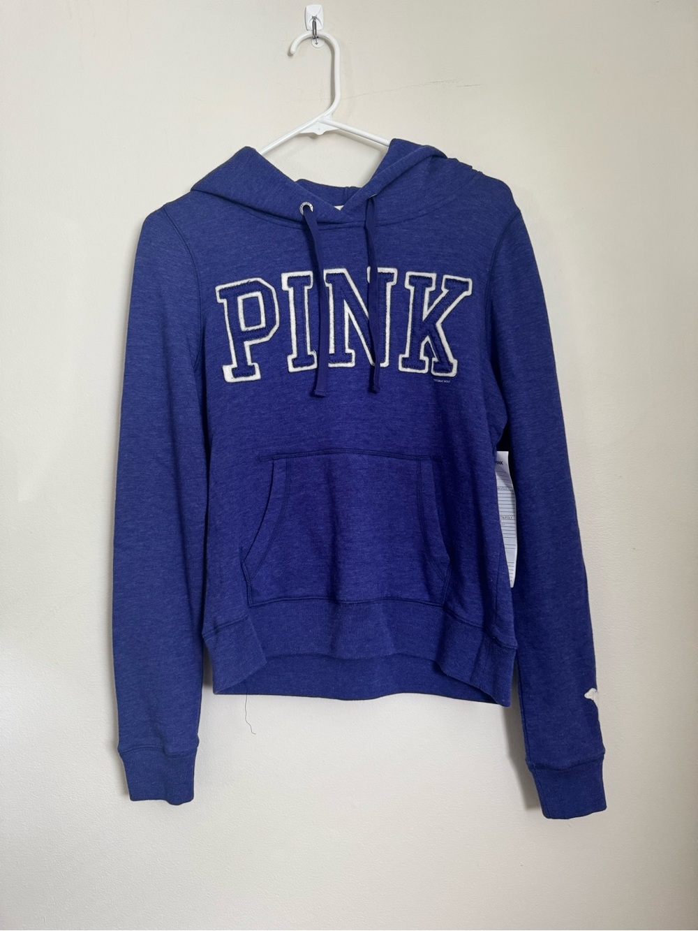 PINK Victoria's Secret Royal Blue Pullover Hoodie with White Logo